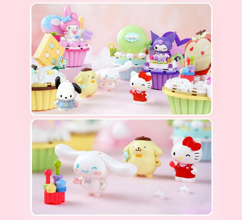 ā
Official Sanrio Kuromi Hello Kitty Cupcakes Building Block Sets Creative NEW