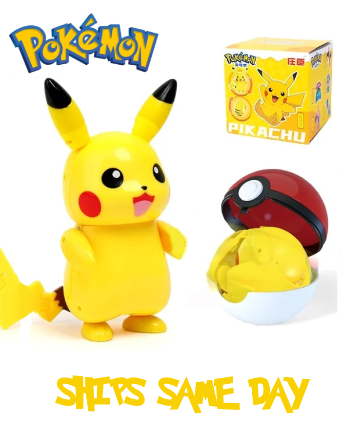 ✅ Official Pokémon Pikachu Full Jointed Action Figure & Poke Ball Fun Toy NEW