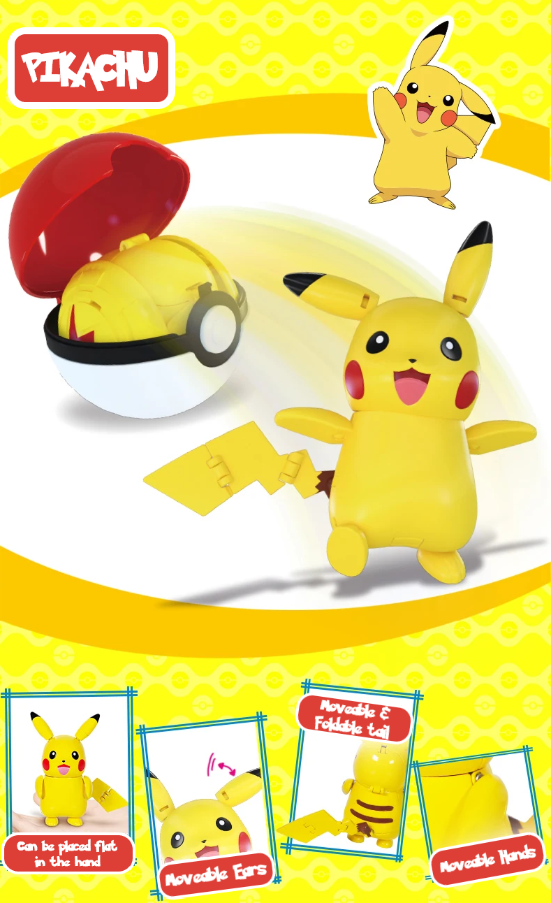 ✅ Official Pokémon Pikachu Full Jointed Action Figure & Poke Ball Fun Toy NEW