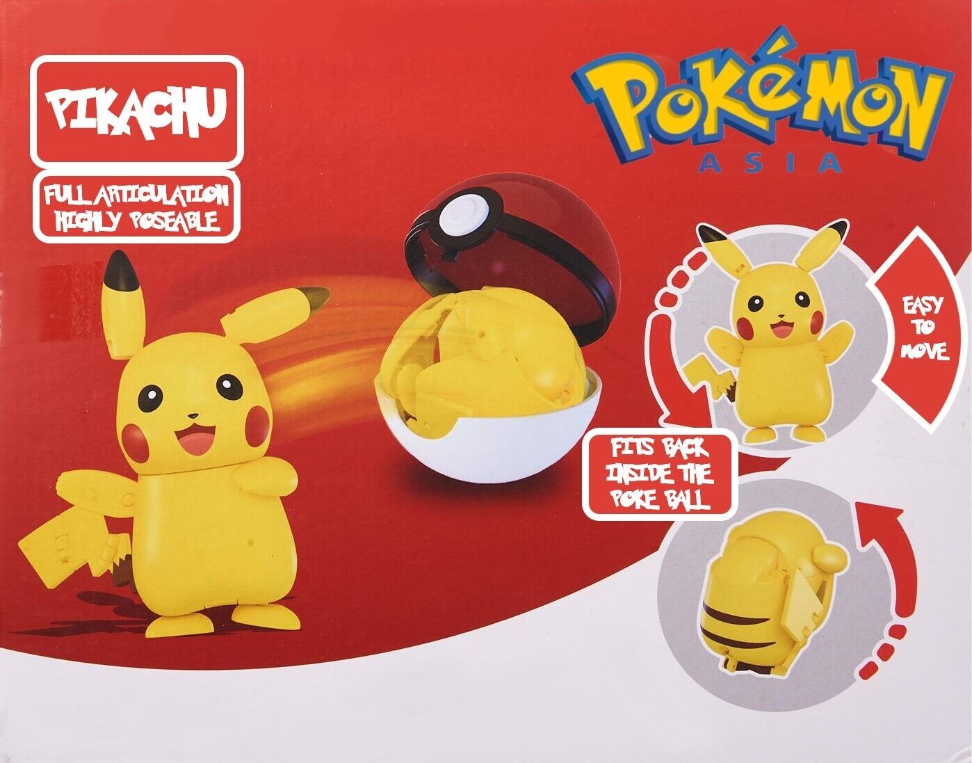 ✅ Official Pokémon Pikachu Full Jointed Action Figure & Poke Ball Fun Toy NEW