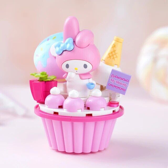 ā
Official Sanrio Kuromi Hello Kitty Cupcakes Building Block Sets Creative NEW