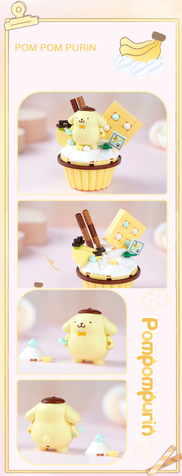 ā
Official Sanrio Kuromi Hello Kitty Cupcakes Building Block Sets Creative NEW