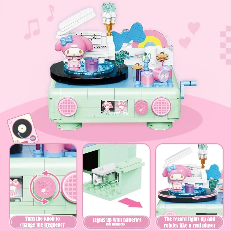 β
Official Sanrio My Melody Record Player Building Blocks Set Creative Fun NEW