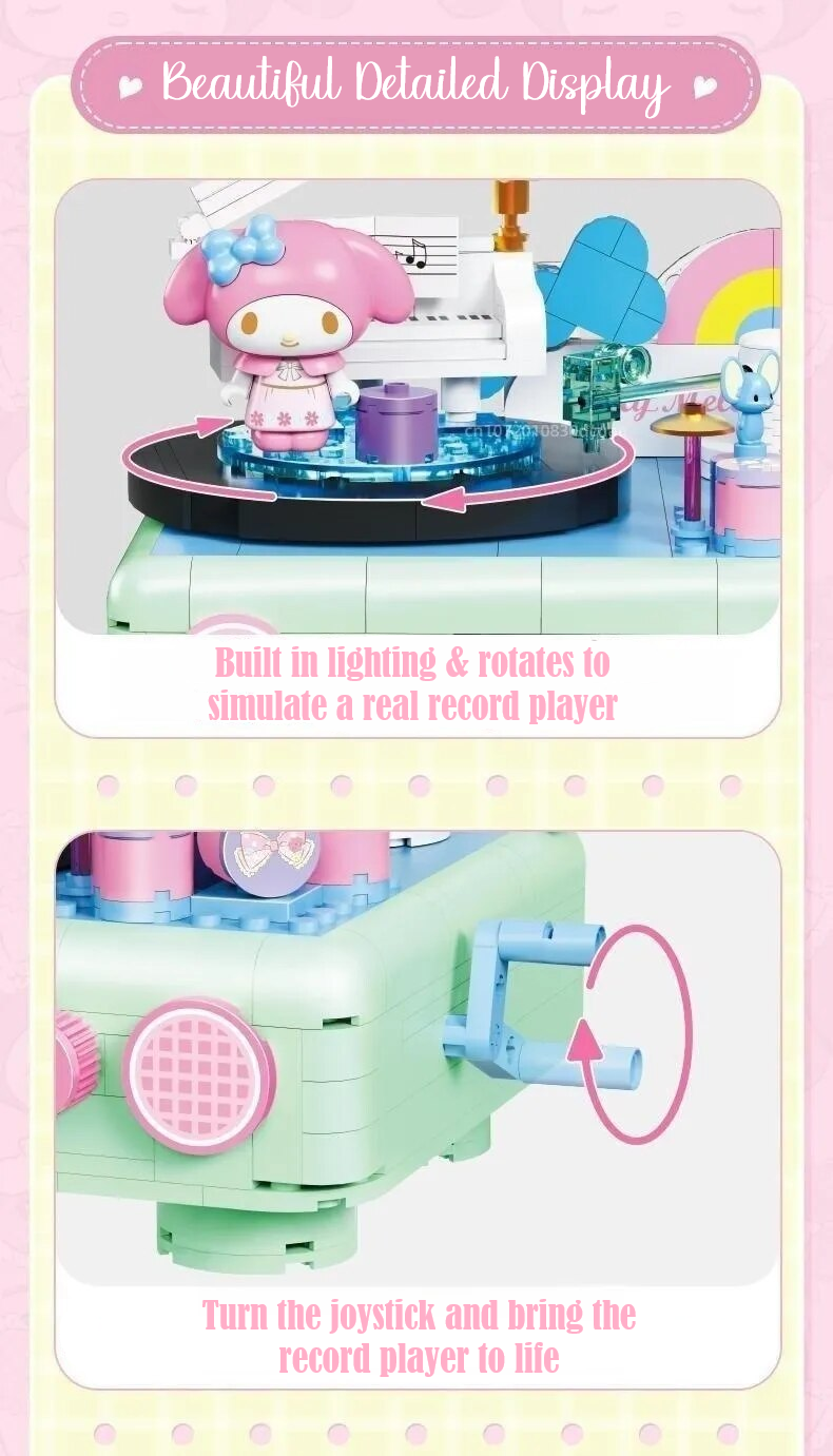 β
Official Sanrio My Melody Record Player Building Blocks Set Creative Fun NEW