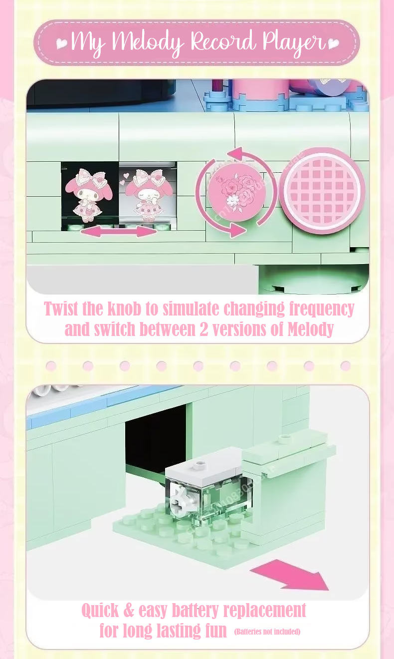 β
Official Sanrio My Melody Record Player Building Blocks Set Creative Fun NEW