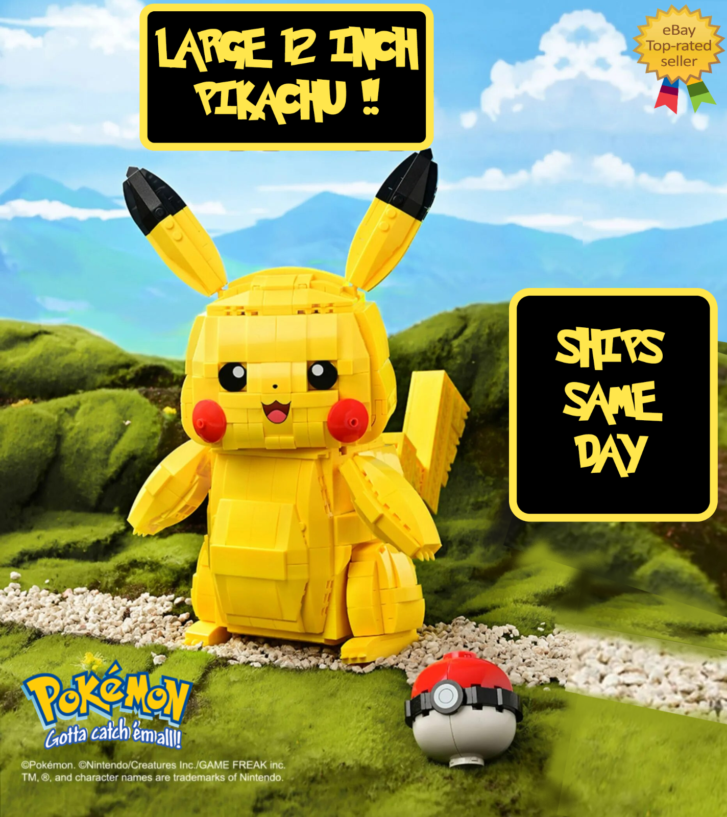 ✅ Official Pokémon LARGE 12" Pikachu Building Blocks Set 911Pcs Creative Toy NEW