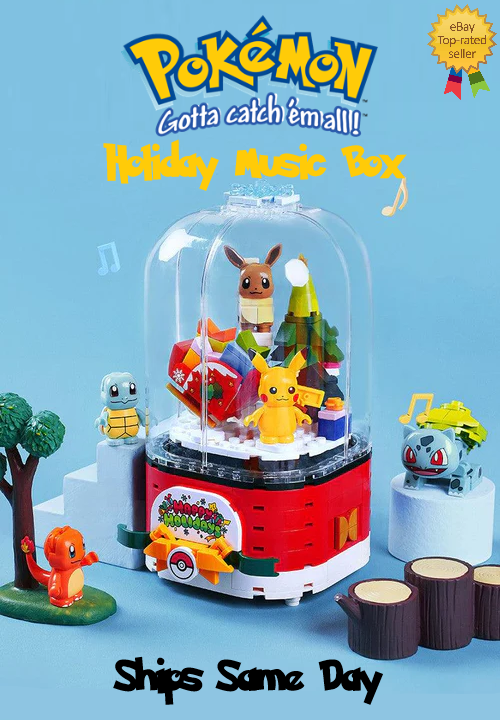 ✅ Official Pokémon Happy Holiday Music Box Building Blocks Set Creative Fun NEW