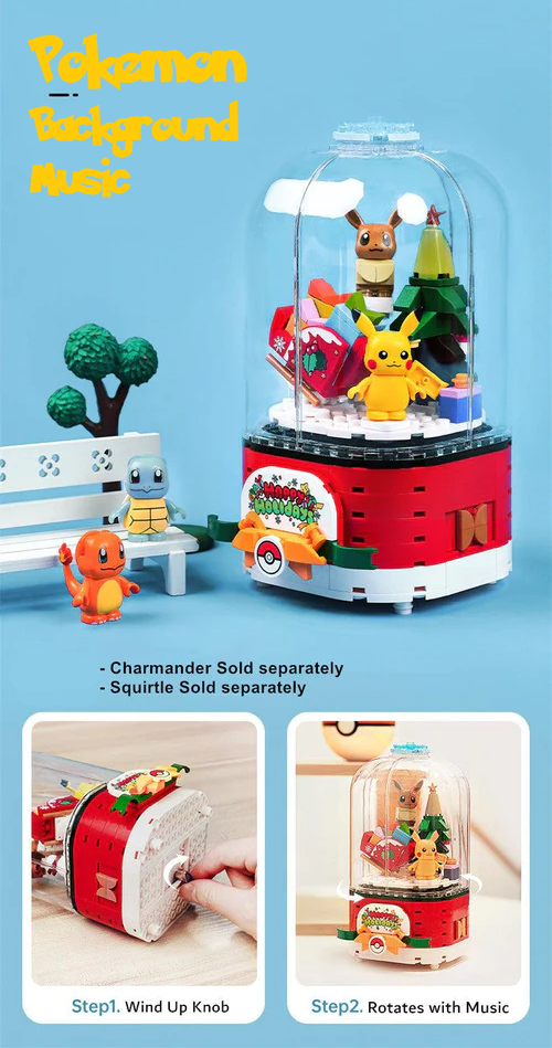 ✅ Official Pokémon Happy Holiday Music Box Building Blocks Set Creative Fun NEW
