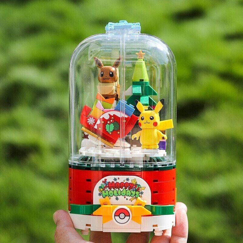 ✅ Official Pokémon Happy Holiday Music Box Building Blocks Set Creative Fun NEW