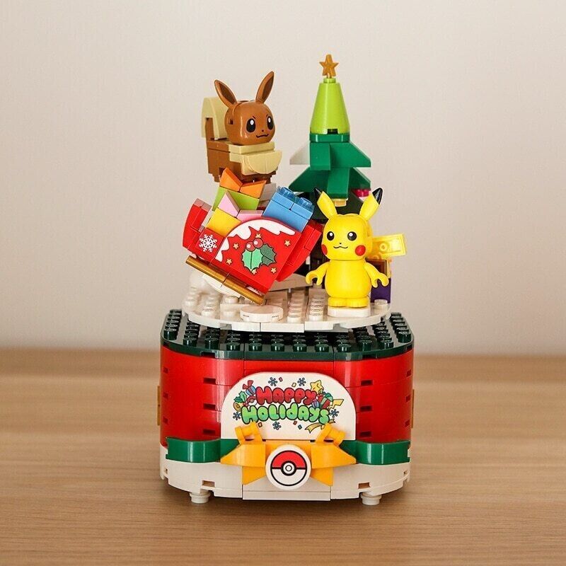 ✅ Official Pokémon Happy Holiday Music Box Building Blocks Set Creative Fun NEW