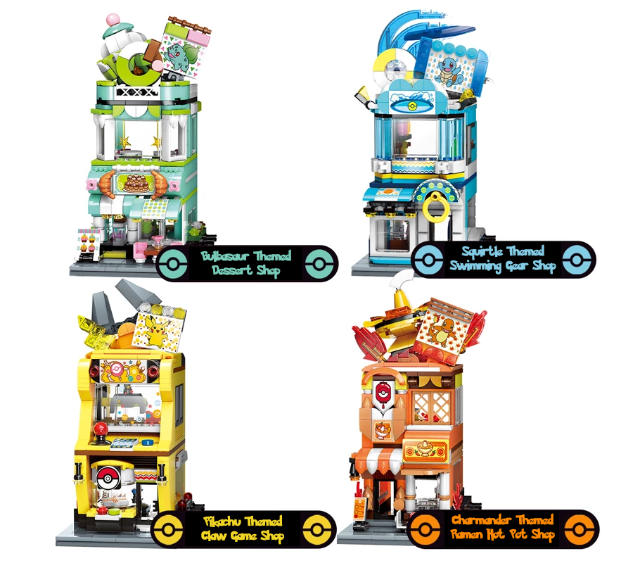 ✅ Official Pokémon Street View Shops Building Block Sets Creative Fun Toy NEW
