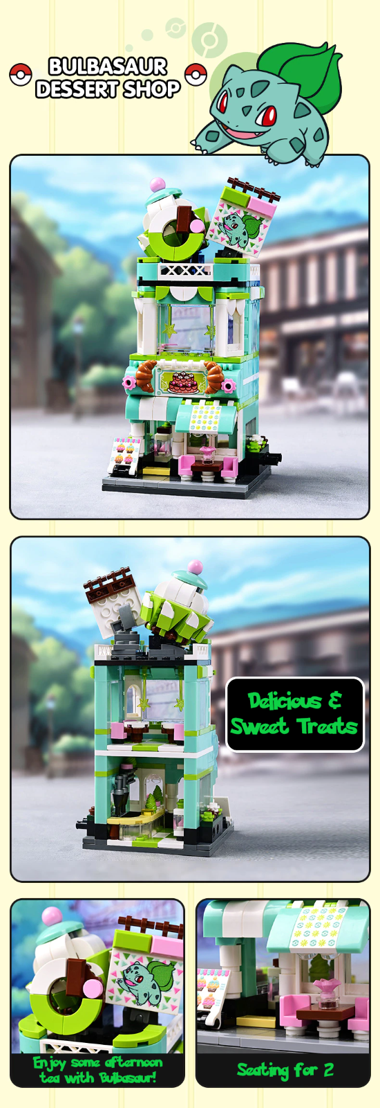 ✅ Official Pokémon Street View Shops Building Block Sets Creative Fun Toy NEW