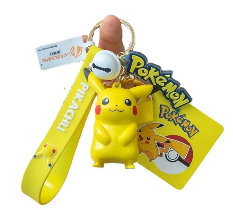 ✅ Official Pokémon Pikachu Bell Lanyard 2 in 1 Keychain W/ Stainless Ring NEW