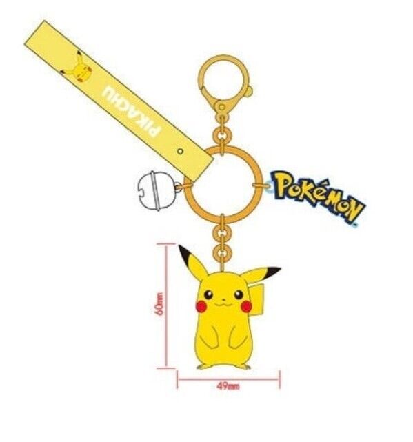 ✅ Official Pokémon Pikachu Bell Lanyard 2 in 1 Keychain W/ Stainless Ring NEW