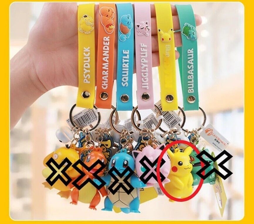 ✅ Official Pokémon Pikachu Bell Lanyard 2 in 1 Keychain W/ Stainless Ring NEW