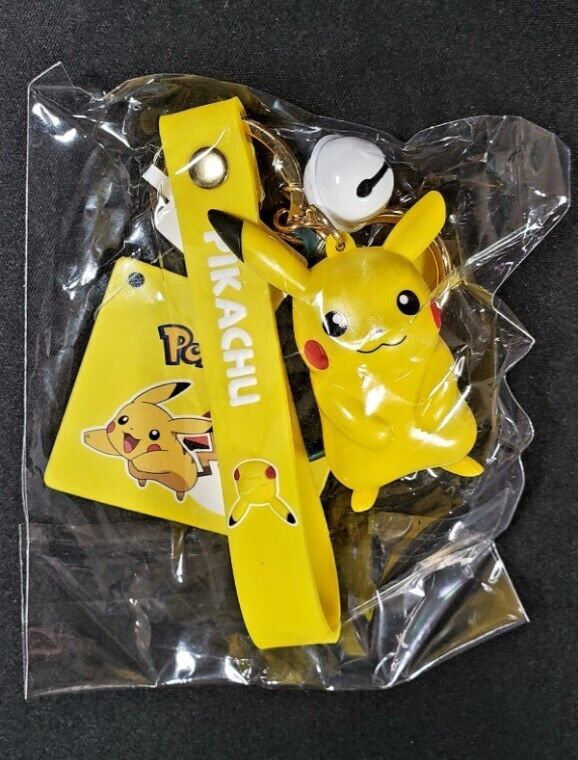 ✅ Official Pokémon Pikachu Bell Lanyard 2 in 1 Keychain W/ Stainless Ring NEW