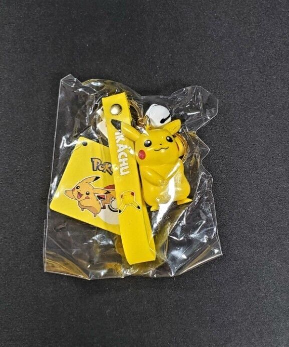 ✅ Official Pokémon Pikachu Bell Lanyard 2 in 1 Keychain W/ Stainless Ring NEW