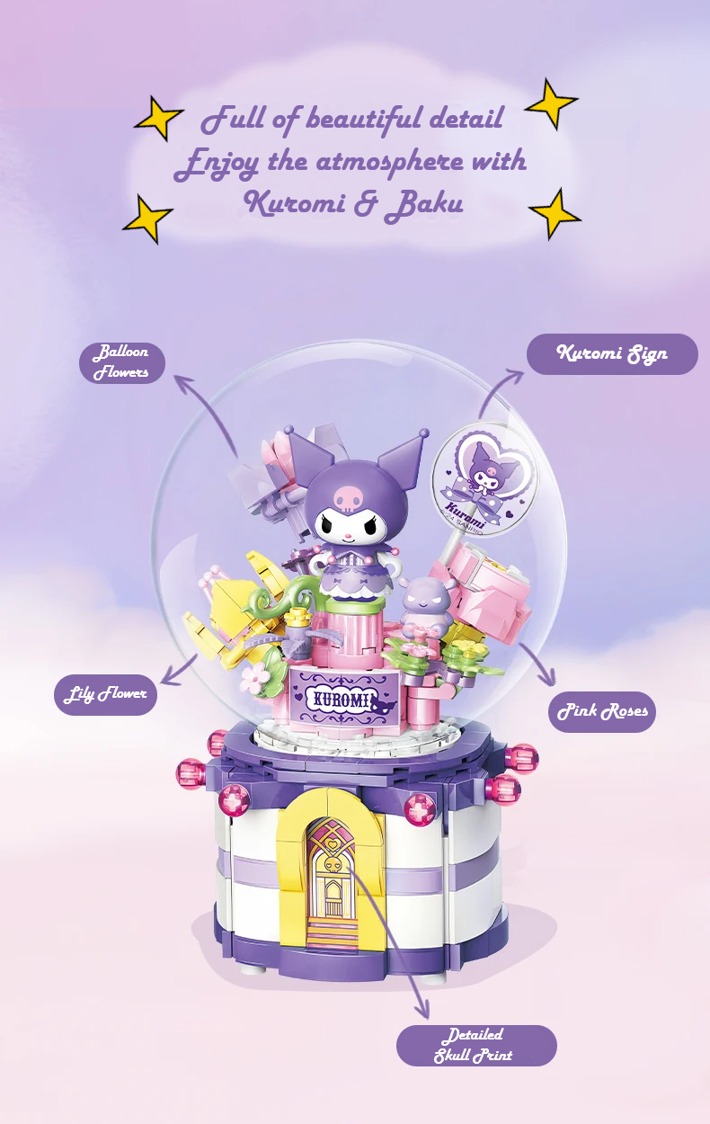 Official Sanrio Characters Music Boxes Building Block Sets Creative DIY Fun NEW