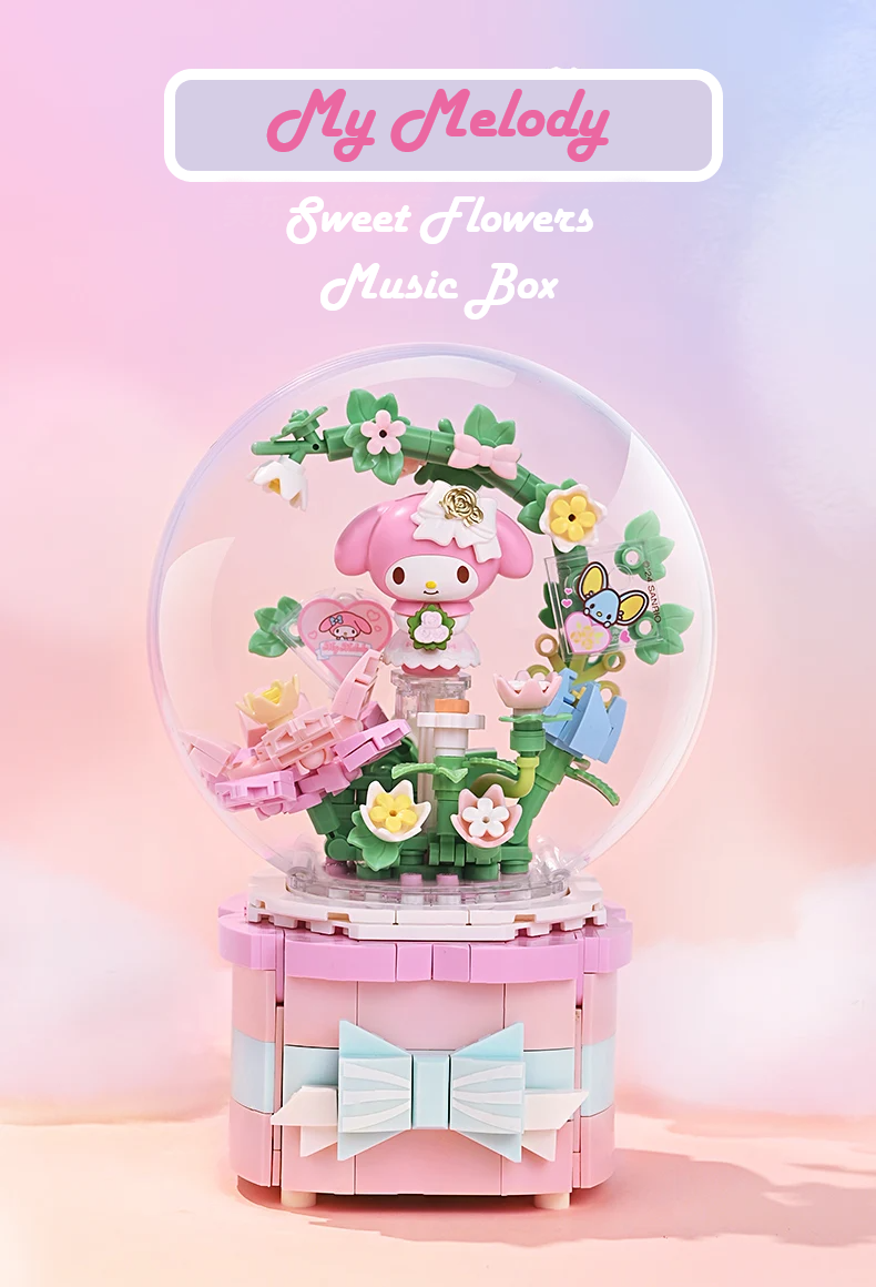 Official Sanrio Characters Music Boxes Building Block Sets Creative DIY Fun NEW