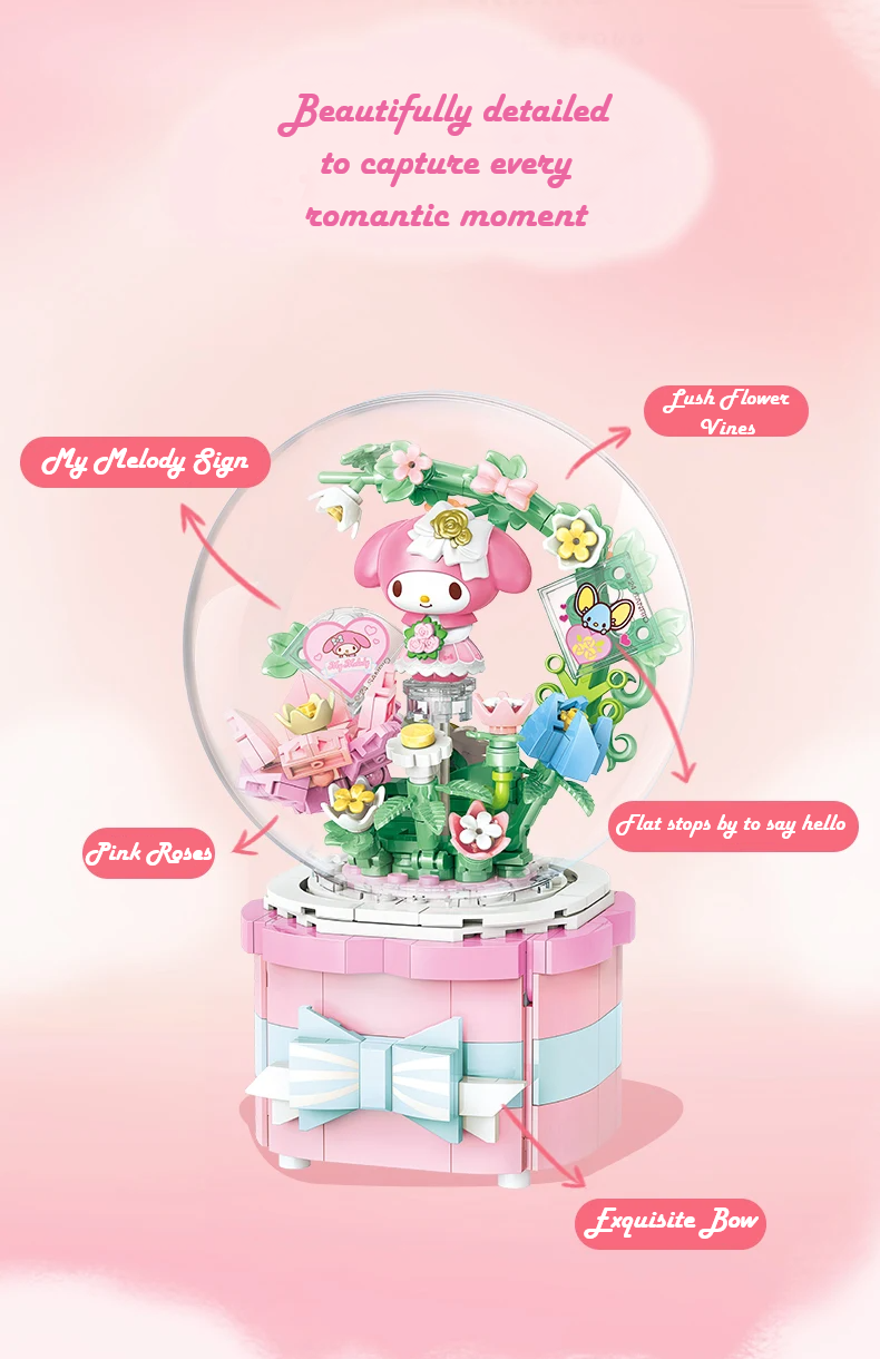 Official Sanrio Characters Music Boxes Building Block Sets Creative DIY Fun NEW