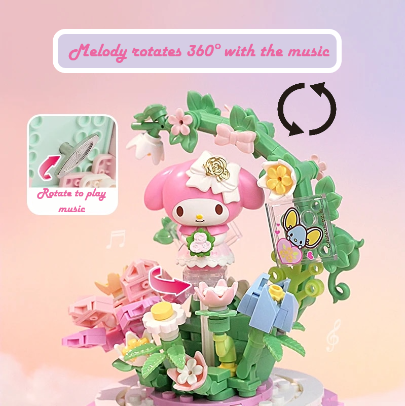 Official Sanrio Characters Music Boxes Building Block Sets Creative DIY Fun NEW