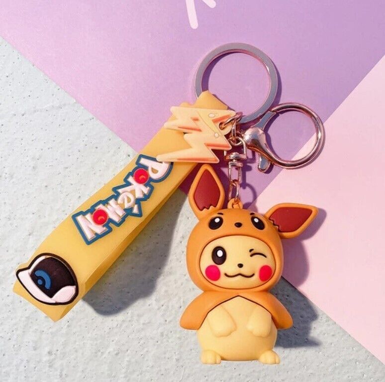 Pokemon Pikachu X Eevee Costume 2 in 1 Lanyard Keychain - NEW & SEALED