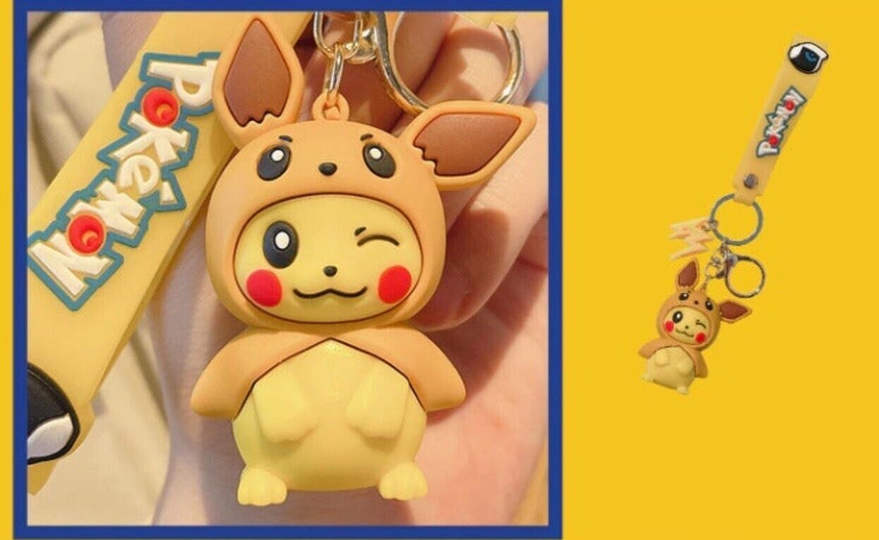 Pokemon Pikachu X Eevee Costume 2 in 1 Lanyard Keychain - NEW & SEALED
