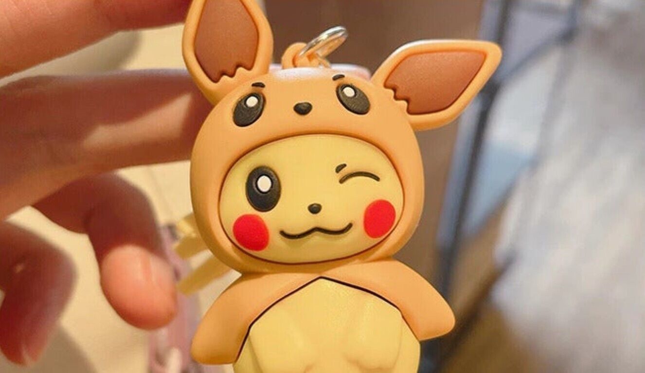 Pokemon Pikachu X Eevee Costume 2 in 1 Lanyard Keychain - NEW & SEALED