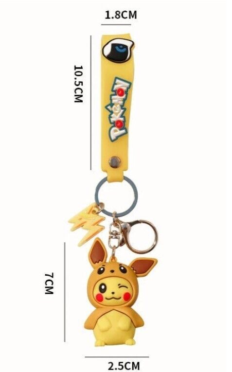 Pokemon Pikachu X Eevee Costume 2 in 1 Lanyard Keychain - NEW & SEALED
