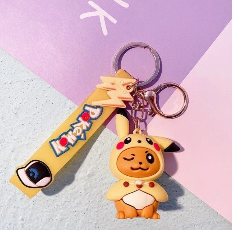 Pokemon Eevee X Pikachu Costume 2 in 1 Lanyard Keychain - NEW & SEALED