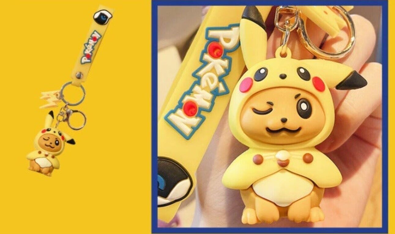 Pokemon Eevee X Pikachu Costume 2 in 1 Lanyard Keychain - NEW & SEALED
