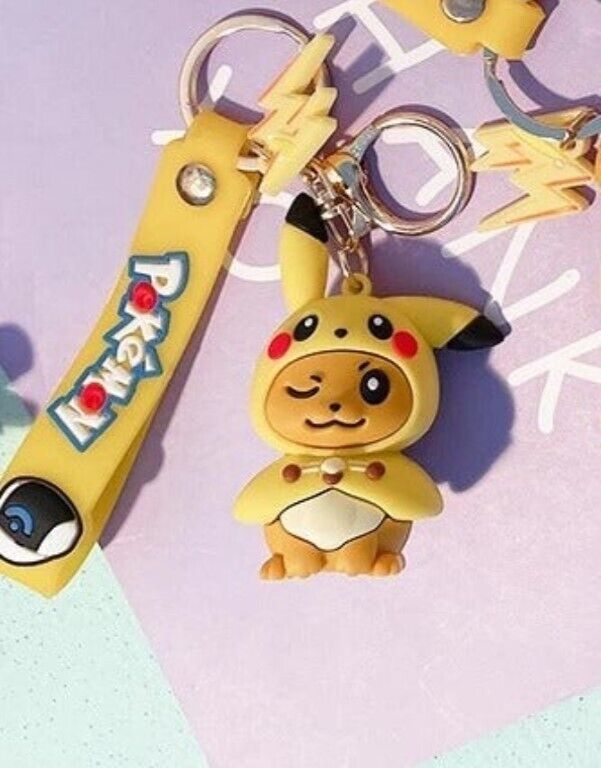Pokemon Eevee X Pikachu Costume 2 in 1 Lanyard Keychain - NEW & SEALED