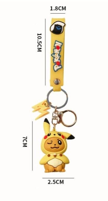 Pokemon Eevee X Pikachu Costume 2 in 1 Lanyard Keychain - NEW & SEALED