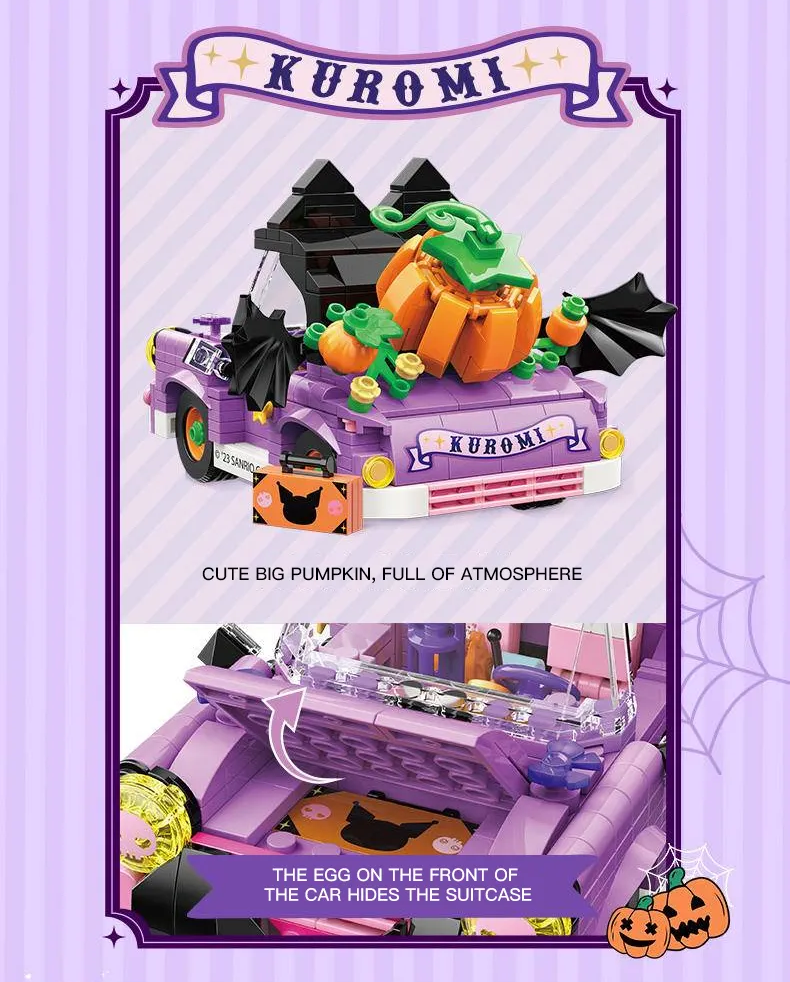 β
Officially Licensed Sanrio x TT Kuromi Spooky Car Building Blocks Set Fun NEW