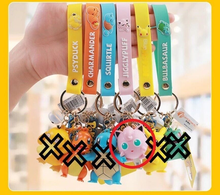 ✅ Official Pokémon Jigglypuff Bell Lanyard 2 in 1 Keychain W/ Stainless Ring NEW