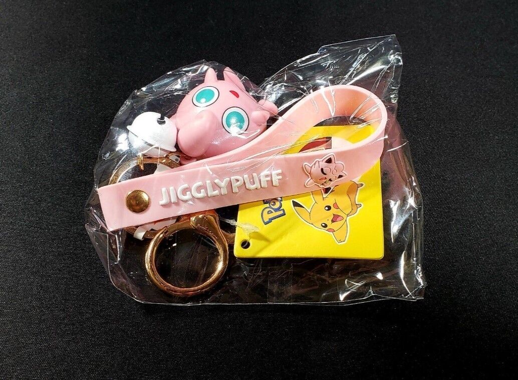 ✅ Official Pokémon Jigglypuff Bell Lanyard 2 in 1 Keychain W/ Stainless Ring NEW
