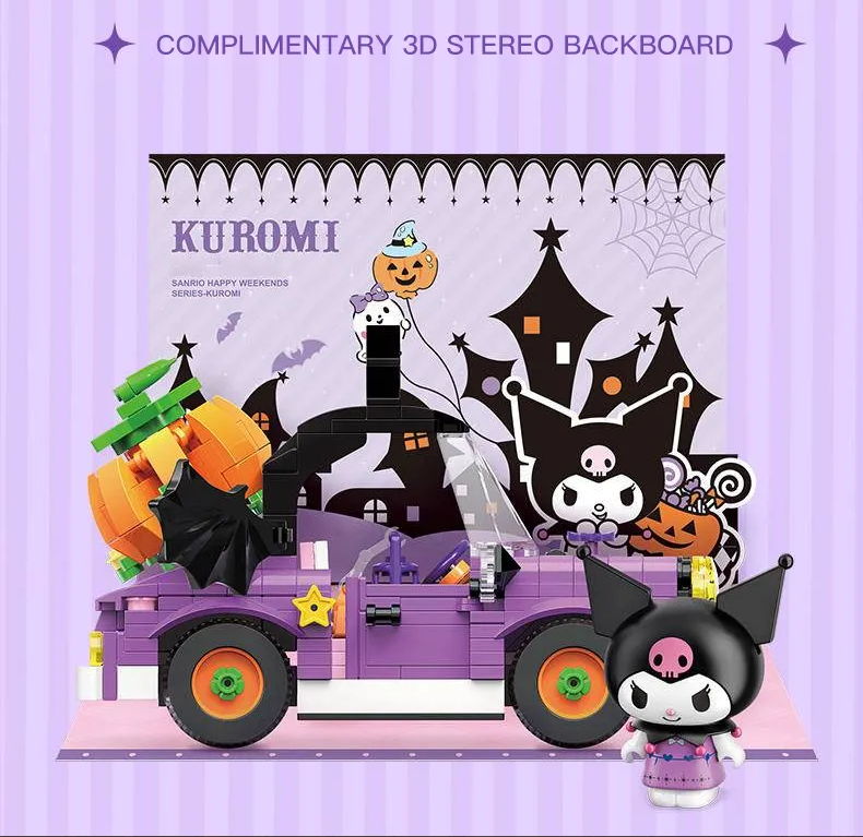 β
Officially Licensed Sanrio x TT Kuromi Spooky Car Building Blocks Set Fun NEW