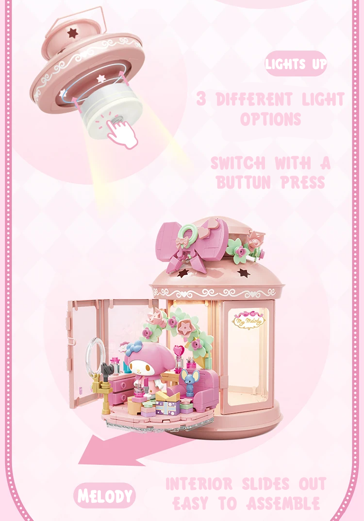 ā
Official Sanrio Characters Lantern Night Lights Building Block Sets Toy NEW