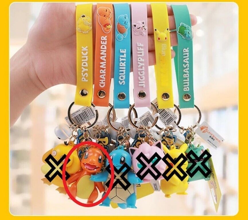 ✅ Official Pokémon Charmander Bell Lanyard 2 in 1 Keychain W/ Stainless Ring NEW