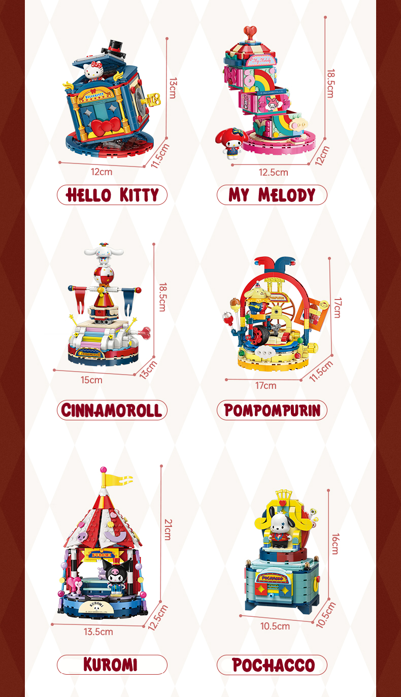ā
Official Sanrio Characters Carnival Circus Series Building Block Sets Toy NEW