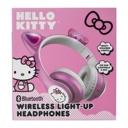 Official Sanrio Hello Kitty Wireless Light Up RGB Headphones w Mic Bluetooth NEW