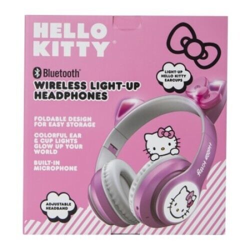 Official Sanrio Hello Kitty Wireless Light Up RGB Headphones w Mic Bluetooth NEW
