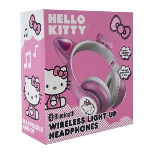 Official Sanrio Hello Kitty Wireless Light Up RGB Headphones w Mic Bluetooth NEW