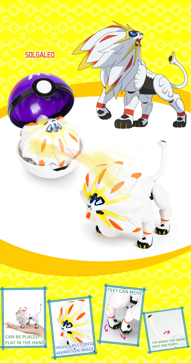 ✅ Official Pokémon Solgaleo Action Figure Transform Pokeball Fun Toy Gift NEW