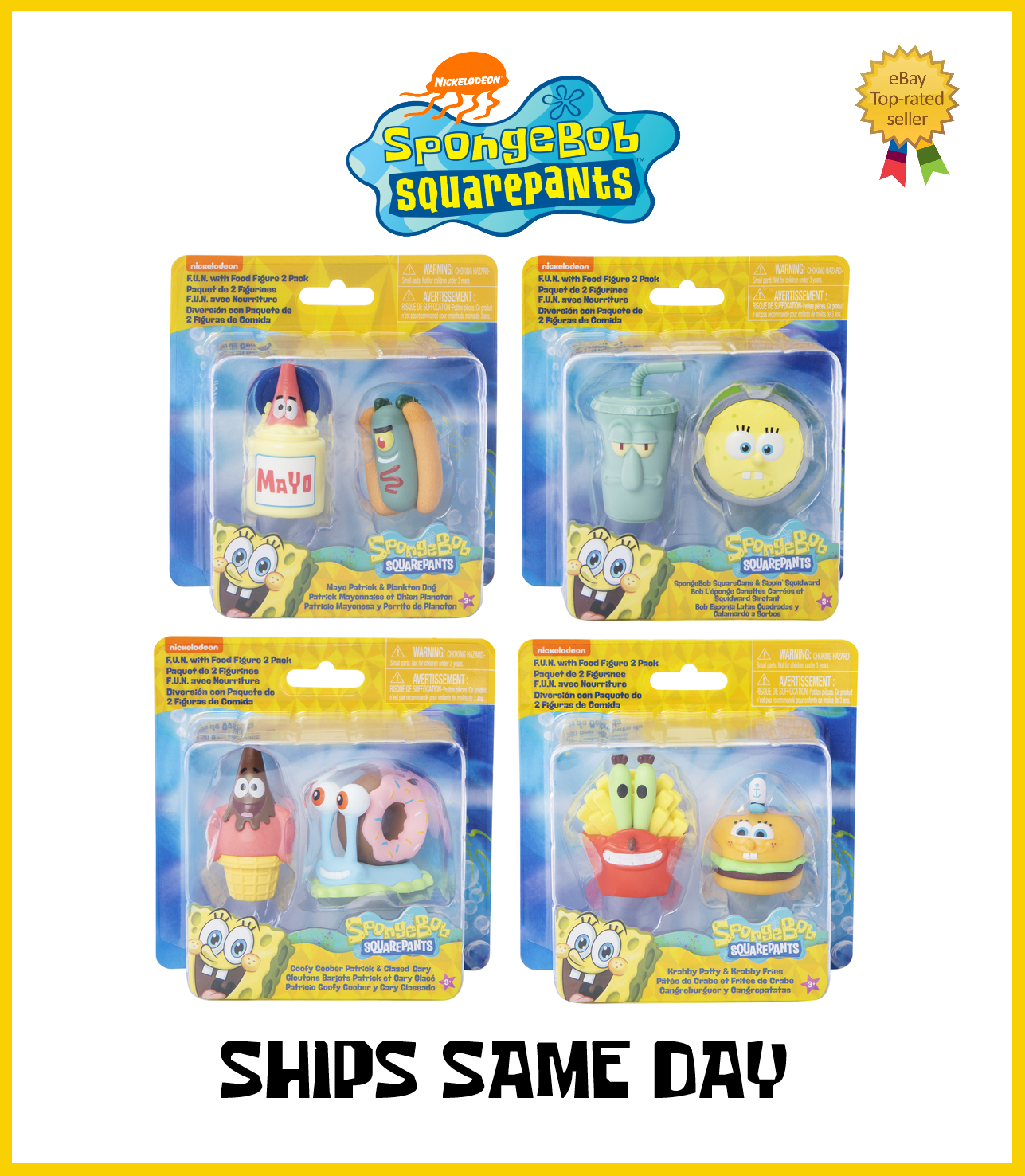 Official Nickeloden SpongeBob SquarePants Patrick Krabs 2Pc Foody Figures - NEW