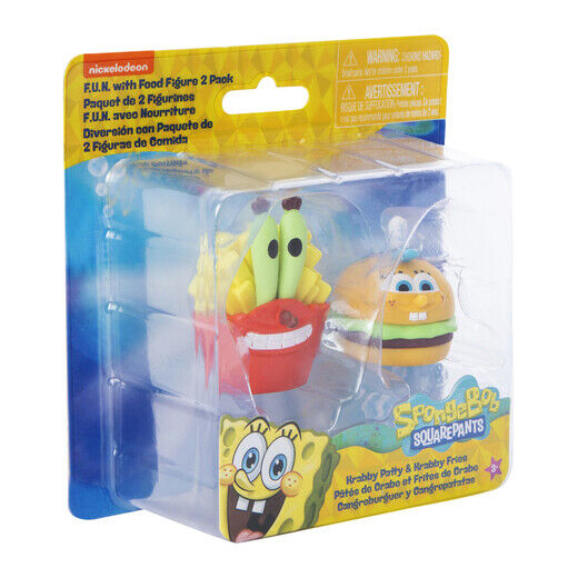 Official Nickeloden SpongeBob SquarePants Patrick Krabs 2Pc Foody Figures - NEW
