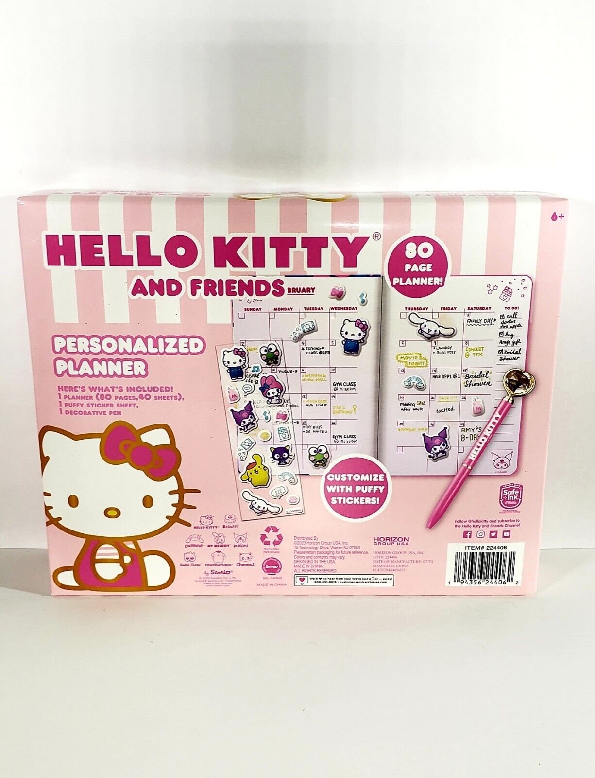 Official Sanrio Hello Kitty & Friends Personalized Planner Set Pen & Decals NEW