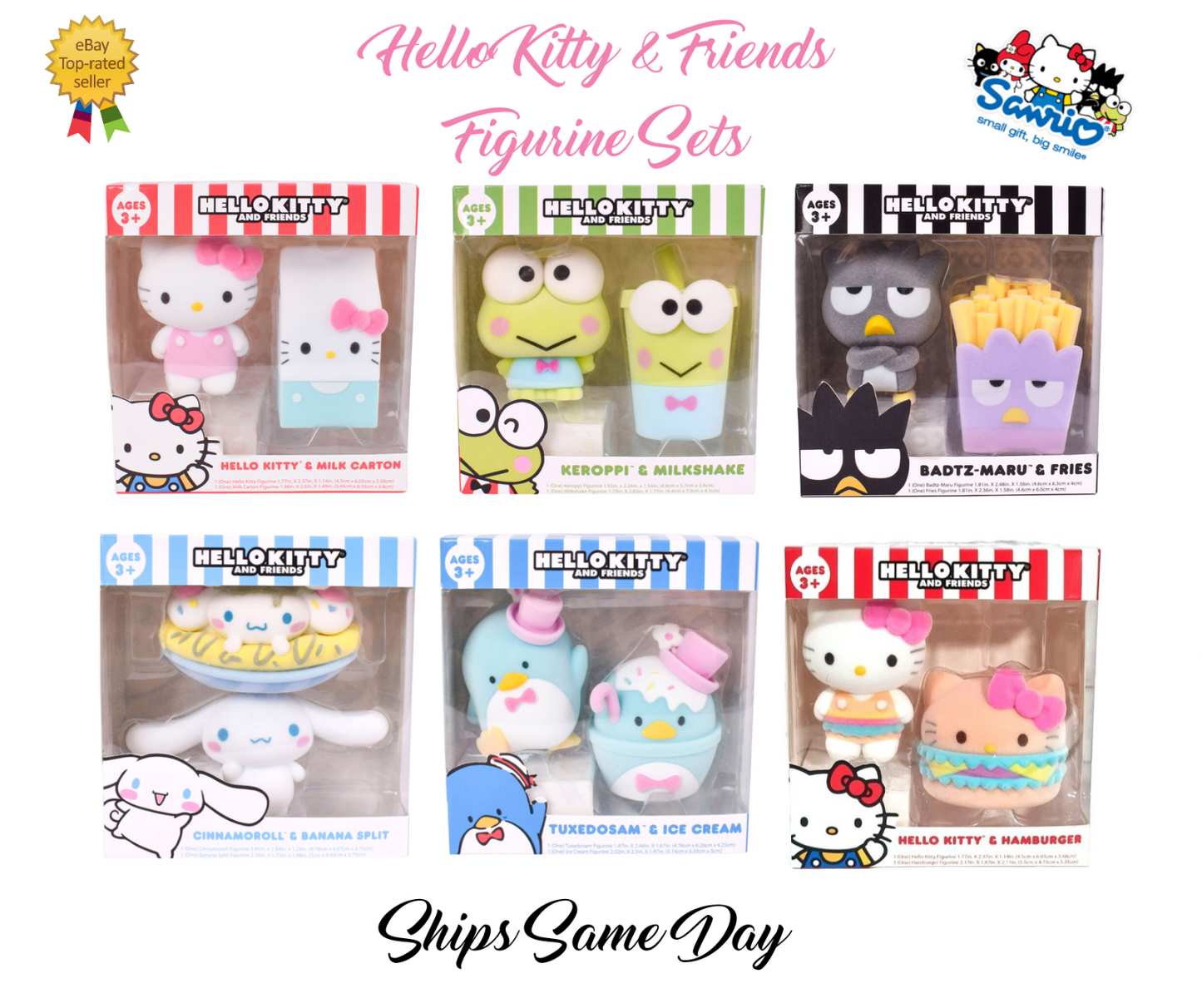 Official Sanrio Hello Kitty & Friends Figurine Sets Badtz Cinnamoroll & More NEW