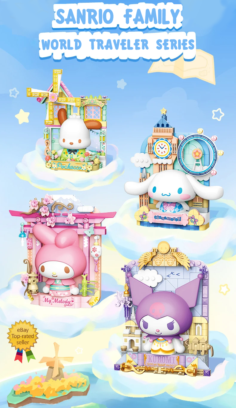 Official Sanrio Characters World Traveler Picture Frames Building Block Sets NEW