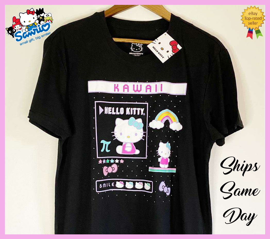 Sanrio Hello Kitty Kawaii Rainbow Smile T-shirt Unisex NWT Medium Large NEW πΊ